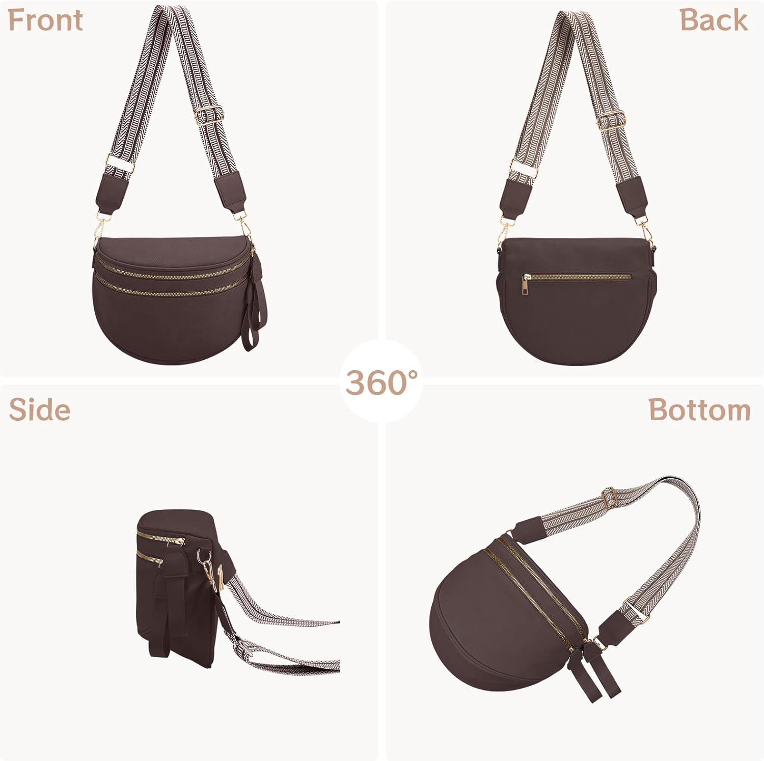 Leather Crossbody Bum Bag for Women Large Sling Purse Fanny Pack