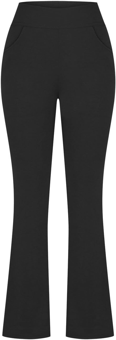 Womens Yoga Pants with Pockets High Waisted Flare Leggings Bell Bottom Yoga Dress Pants Seamless Bootcut Trousers