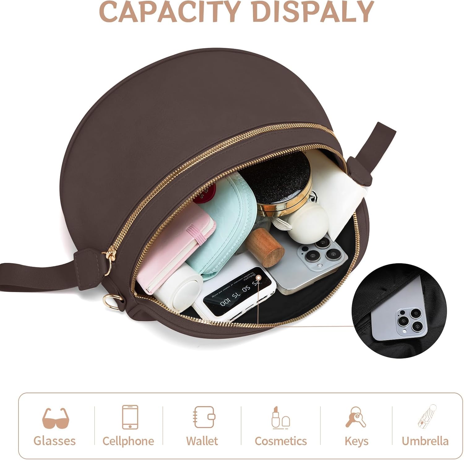 Leather Crossbody Bum Bag for Women Large Sling Purse Fanny Pack
