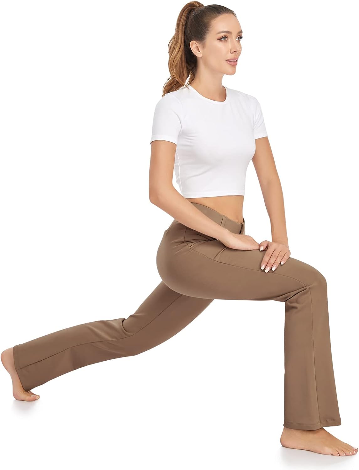 Women Yoga Dress Pants Stretchy Work Pants Straightleg Bootcut Office Slacks with Pockets for Business Casual