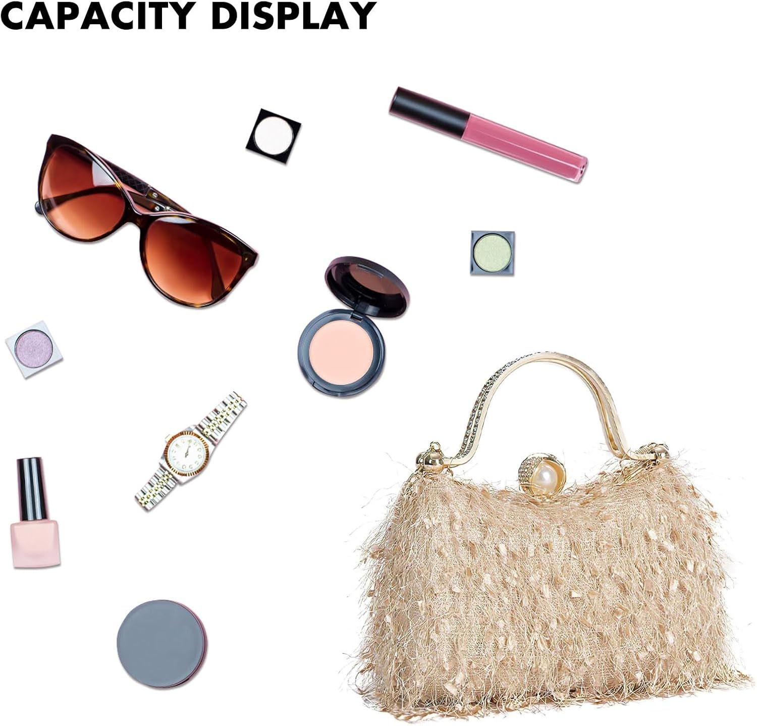 Clutch Purse for Women Evening Bag with Removable Chain Strap Handbag for Wedding Prom Cocktail Party
