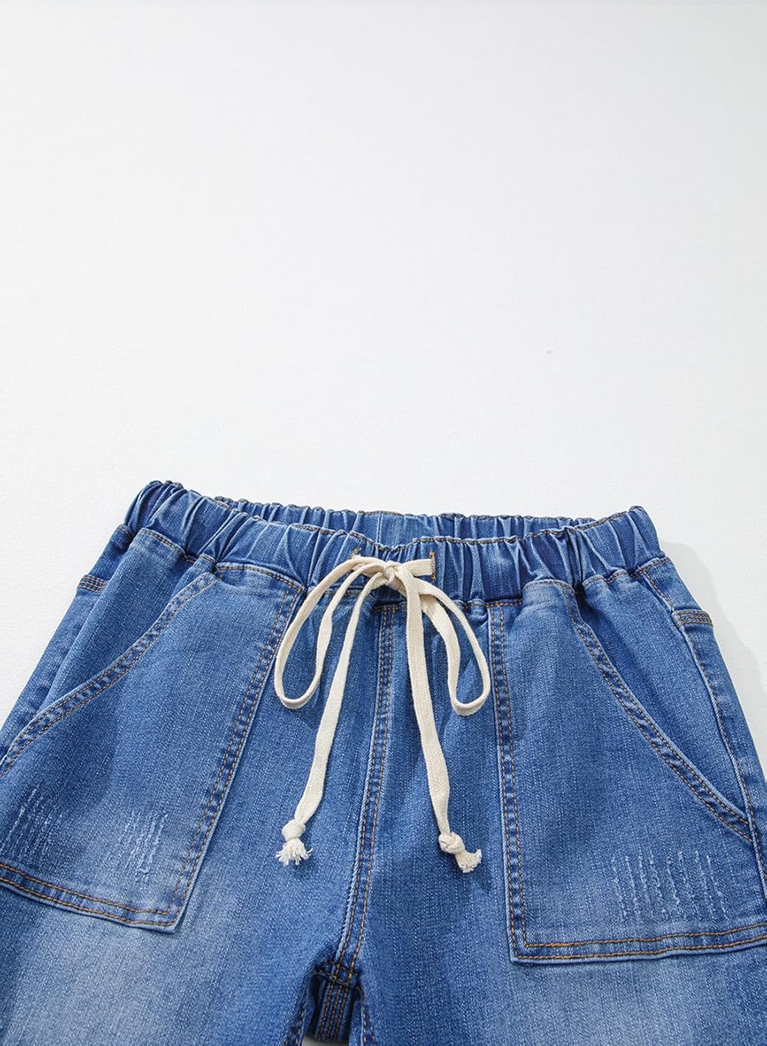 Women's High Waisted Drawstring Jeans Pull On Cargo Joggers Ripped Elastic Waist Pants Women's High Waisted Drawstring Jeans Pull On Cargo Joggers Ripped Elastic Waist Pants