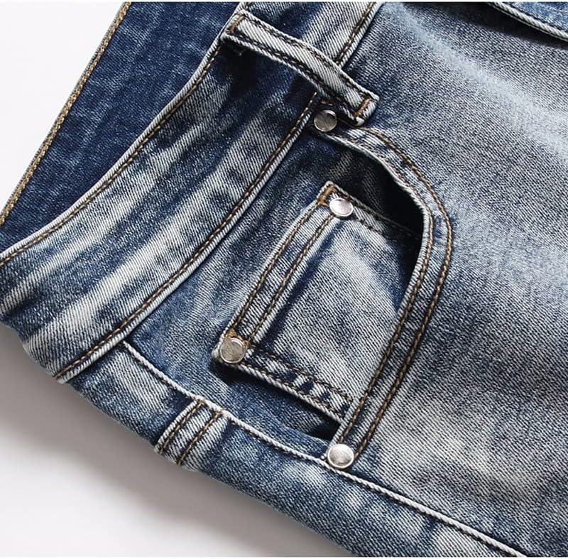 Splicing Slim Men's Tassel Jeans Street Pants Punk Patch Straight Leg Splicing Slim Men's Tassel Jeans Street Pants Punk Patch Straight Leg