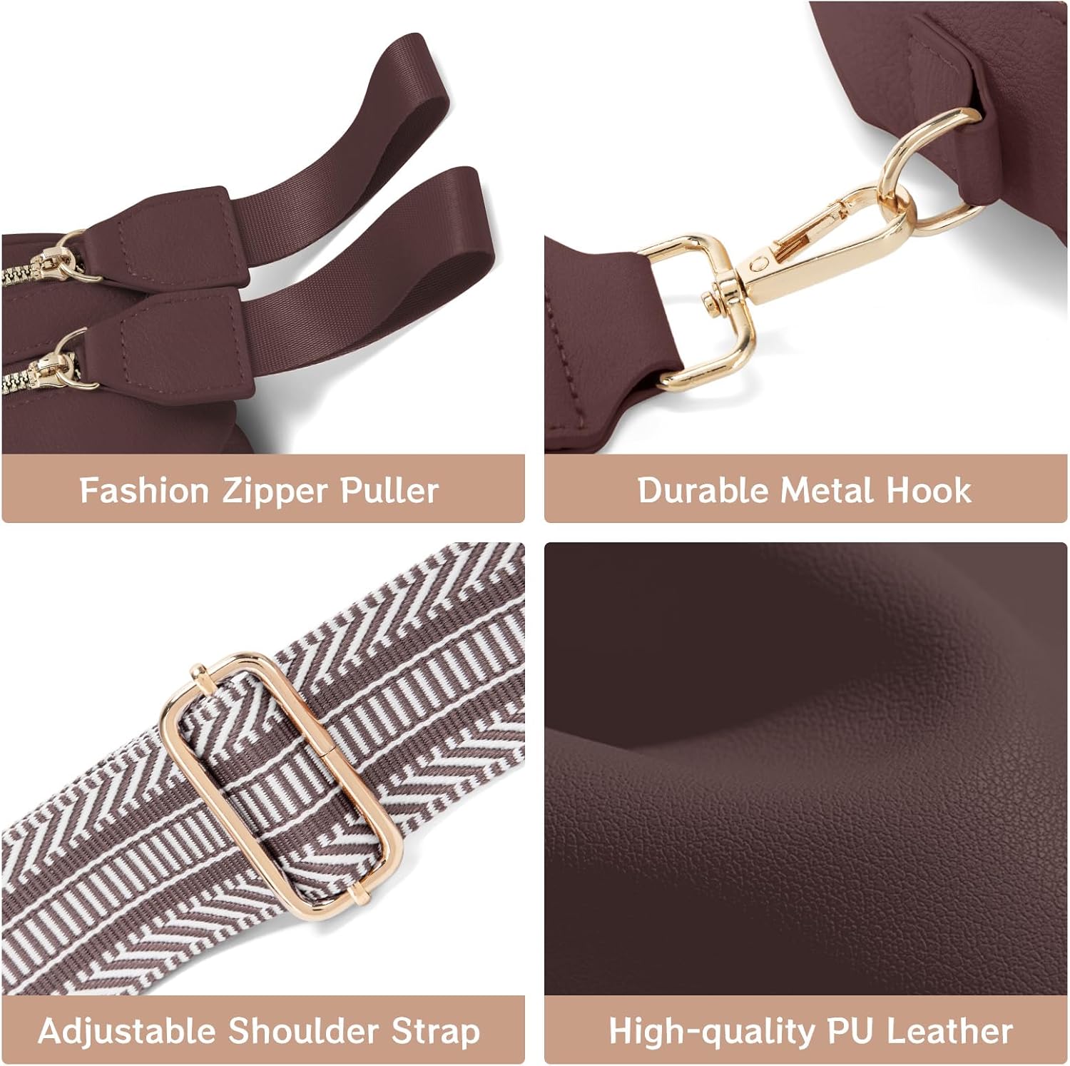 Leather Crossbody Bum Bag for Women Large Sling Purse Fanny Pack