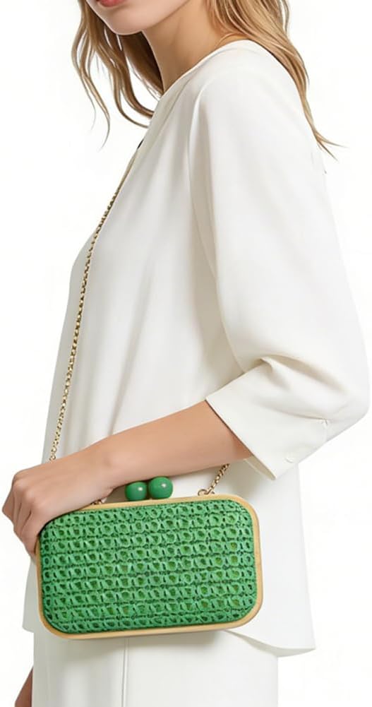 Women Beach Clutch Bag Woven Summer Purse Handbag Wedding Party Evening Shoulder Bag