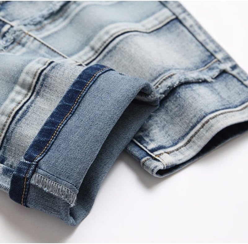 Splicing Slim Men's Tassel Jeans Street Pants Punk Patch Straight Leg Splicing Slim Men's Tassel Jeans Street Pants Punk Patch Straight Leg