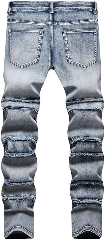 Splicing Slim Men's Tassel Jeans Street Pants Punk Patch Straight Leg Splicing Slim Men's Tassel Jeans Street Pants Punk Patch Straight Leg