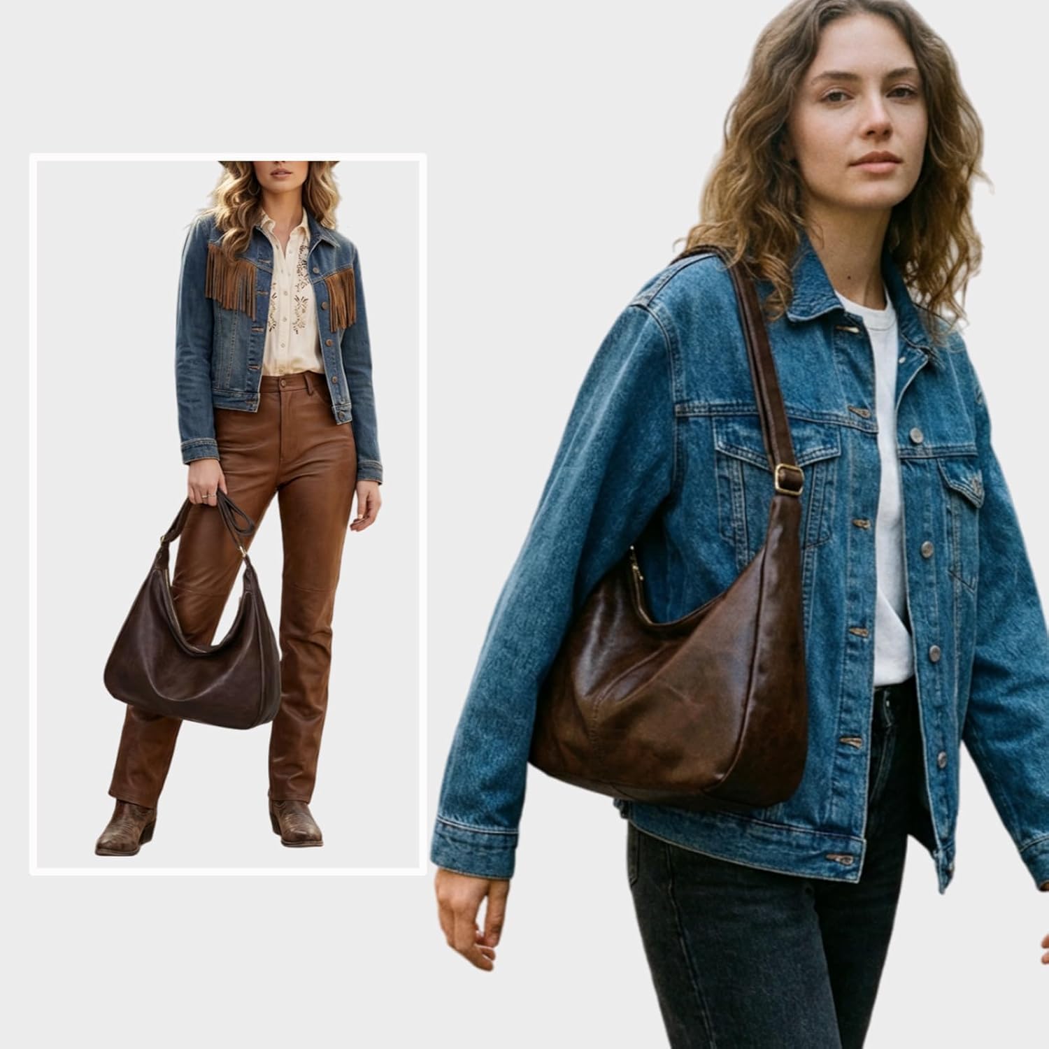 Slouchy Vegan Leather Shoulder Bag for Women Soft Crossbody Hobo Bags Everyday Tote Purses Handbags