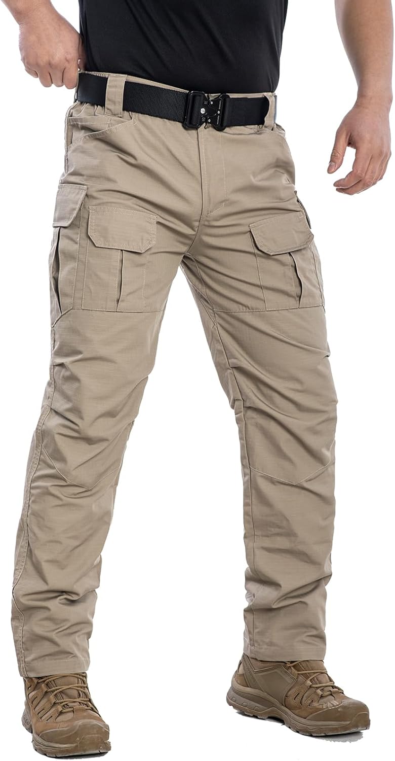 Mens Tactical Pants Ripstop Waterproof Stretch Cargo Work Pants with 8 Pockets Outdoor Lightweight Hiking Pants