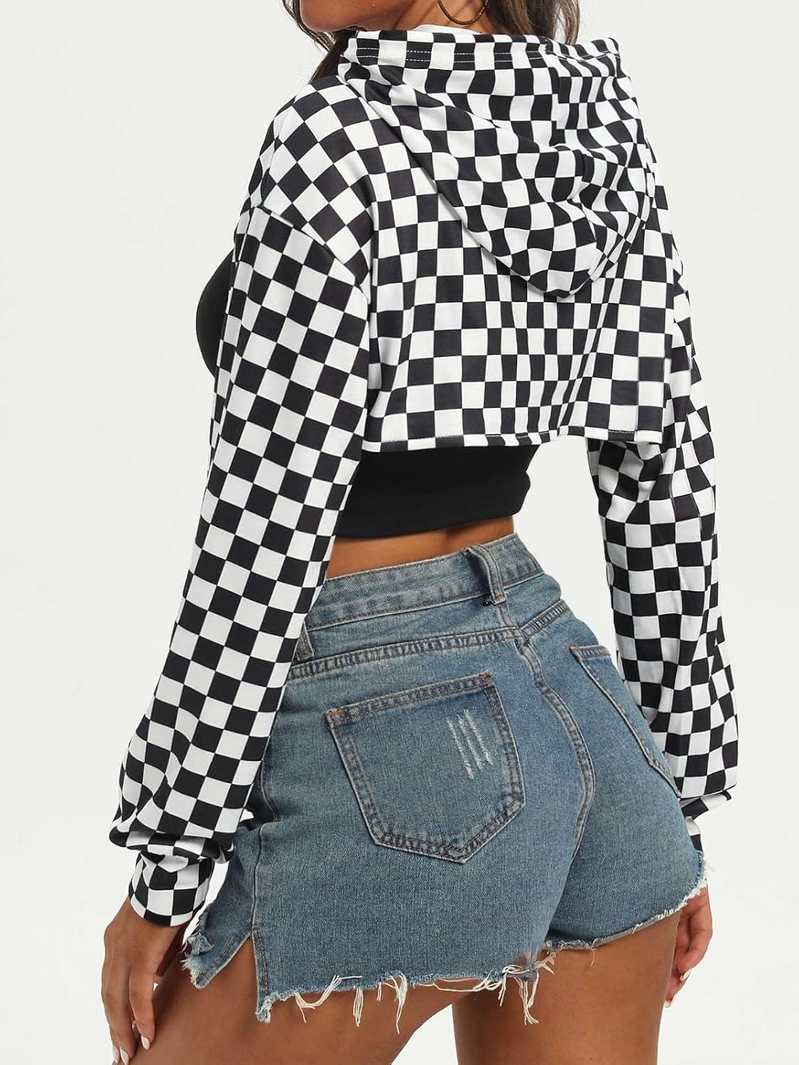 Women Long Sleeve Cropped Super Crop Top Hoodies Sweatshirt Aesthetic Punk Hip Hop Dance Sexy Rave Cloth