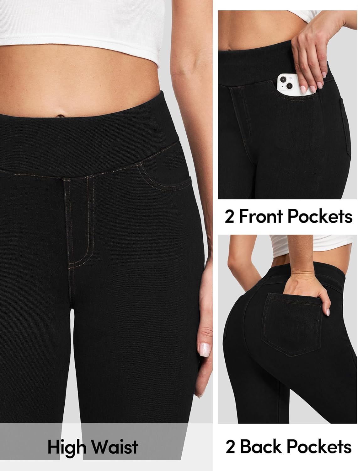 Stretchy Jeans for Women High Waist Jeggings Tummy Control Skinny Jeans Pull on Leggings with Pockets Trendy Casual Stretchy Jeans for Women High Waist Jeggings Tummy Control Skinny Jeans Pull on Leggings with Pockets Trendy Casual