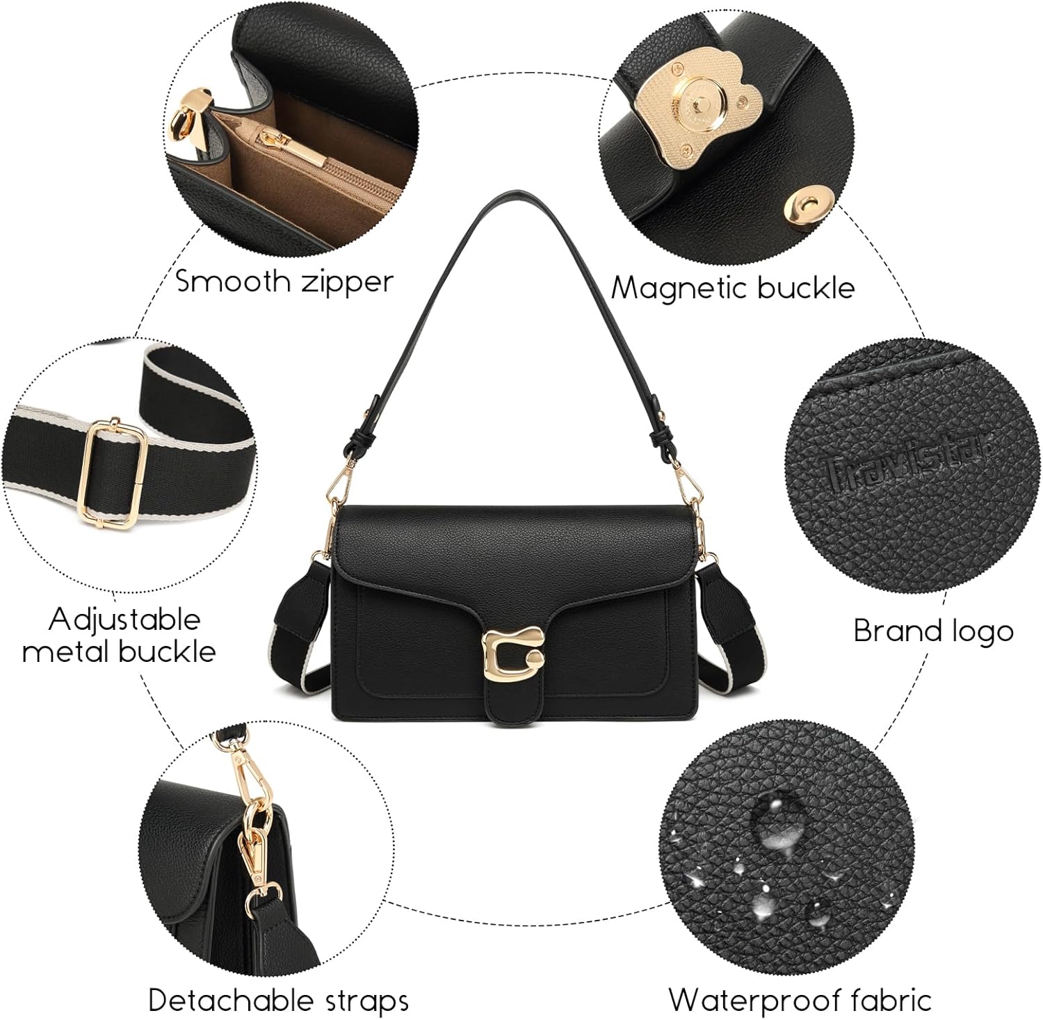 Crossbody Bags for Women Small Cross Body Purse Shoulder Bag Leather Handbags Evening Clutch with 2 Detachable Straps