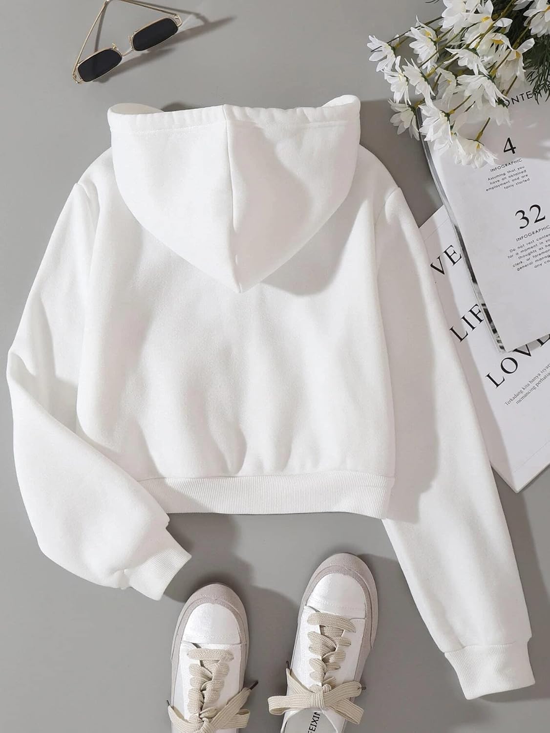 Women Fleece Full Zip Up Cropped Hoodie Sweatshirt 90s Long Sleeve Drawstring Hooded Crop Jacket Top with Pockets Women Fleece Full Zip Up Cropped Hoodie Sweatshirt 90s Long Sleeve Drawstring Hooded Crop Jacket Top with Pockets