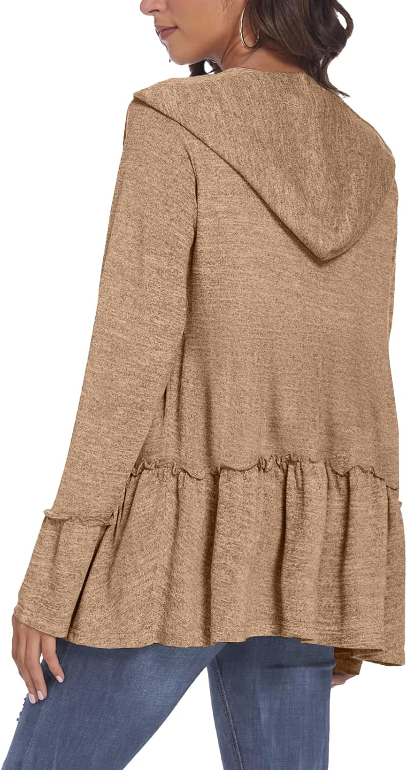 Zip Up Hoodie for Curvy Women Spring Ruffle Hooded Sweatshirts Jacket Cardigans Lightweight Zip Up Hoodie for Curvy Women Spring Ruffle Hooded Sweatshirts Jacket Cardigans Lightweight