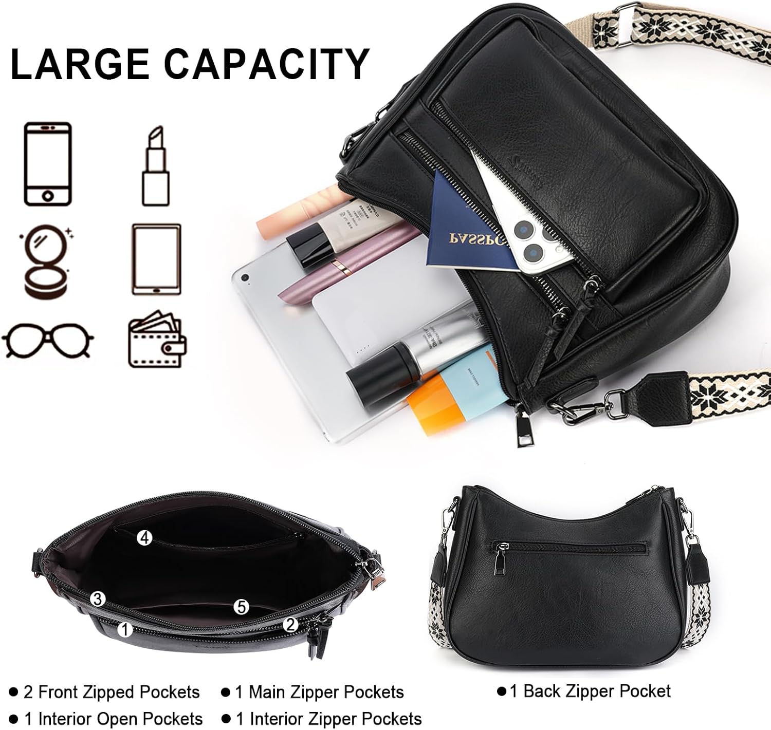 Crossbody Purses for Women Leather Bag Multi Pocket Shoulder Handbag Lightweight Travel Crossbody Purses for Women Leather Bag Multi Pocket Shoulder Handbag Lightweight Travel