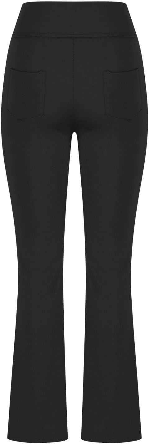 Womens Yoga Pants with Pockets High Waisted Flare Leggings Bell Bottom Yoga Dress Pants Seamless Bootcut Trousers