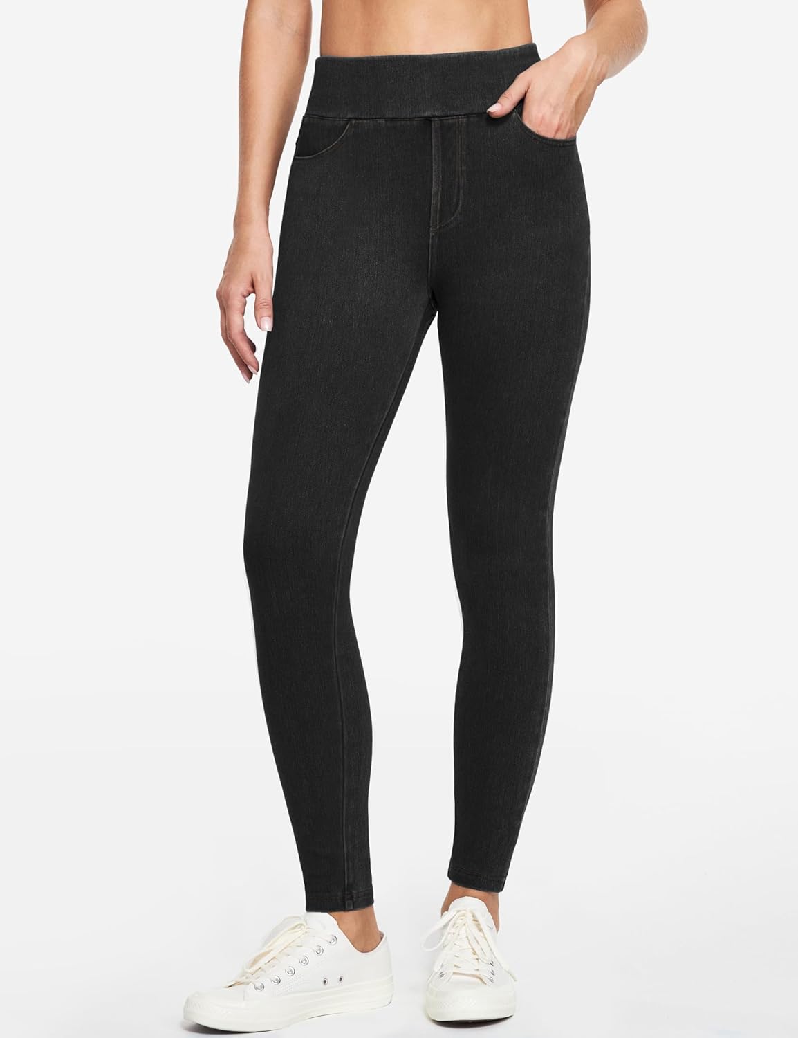 Stretchy Jeans for Women High Waist Jeggings Tummy Control Skinny Jeans Pull on Leggings with Pockets Trendy Casual