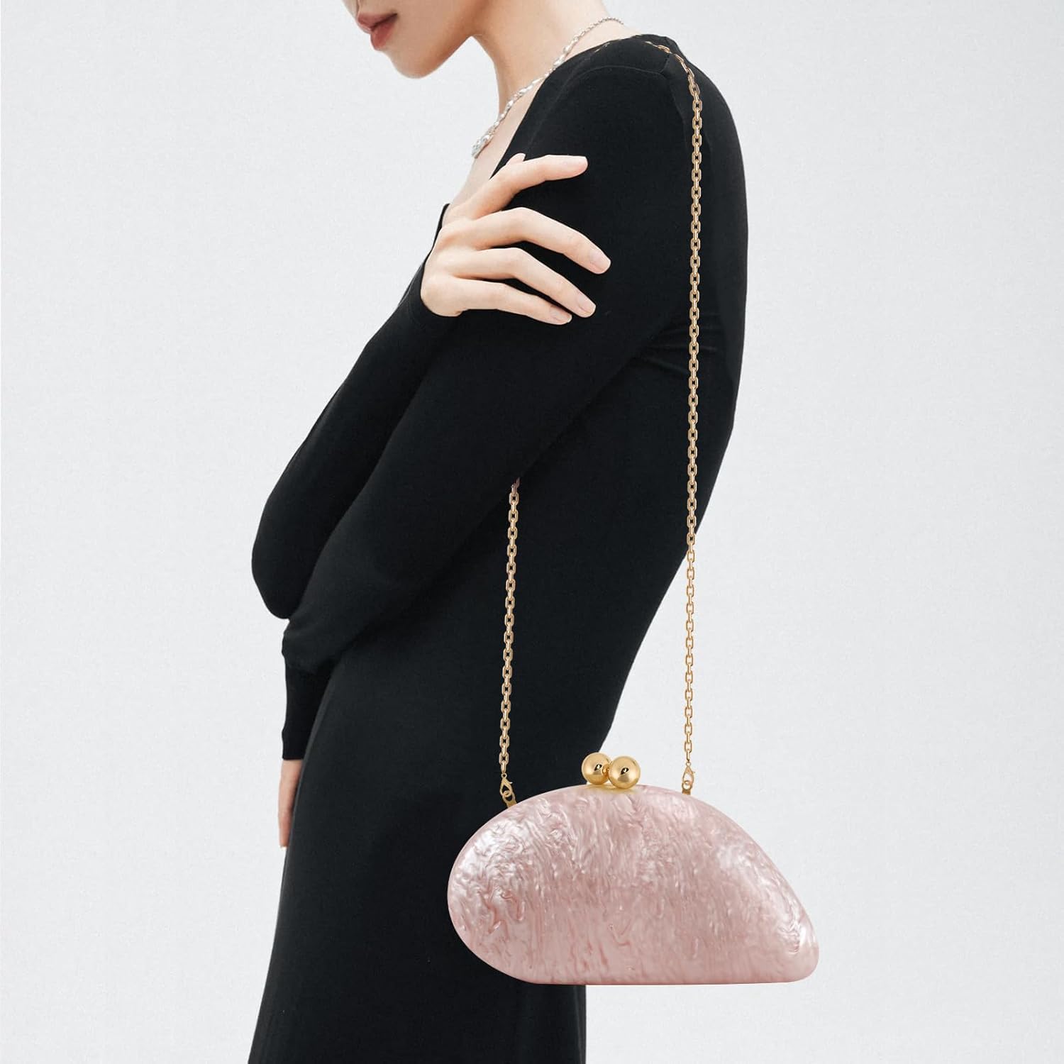 Acrylic Seashell Clutch Purse for Women Marble Evening Bag Wedding Party Handbags