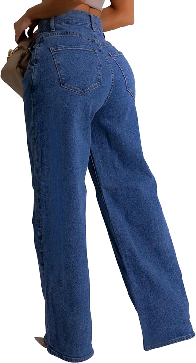 Women's Wide Leg Jeans Casual Stretch High Rise Baggy Loose Pants Women's Wide Leg Jeans Casual Stretch High Rise Baggy Loose Pants
