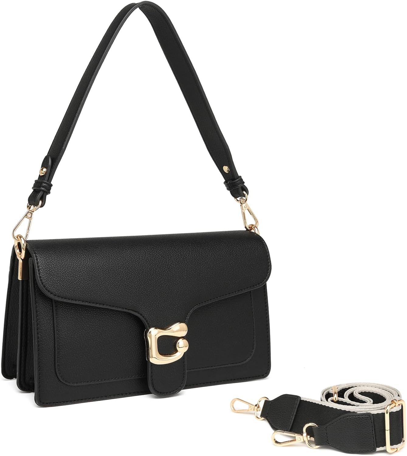 Crossbody Bags for Women Small Cross Body Purse Shoulder Bag Leather Handbags Evening Clutch with 2 Detachable Straps