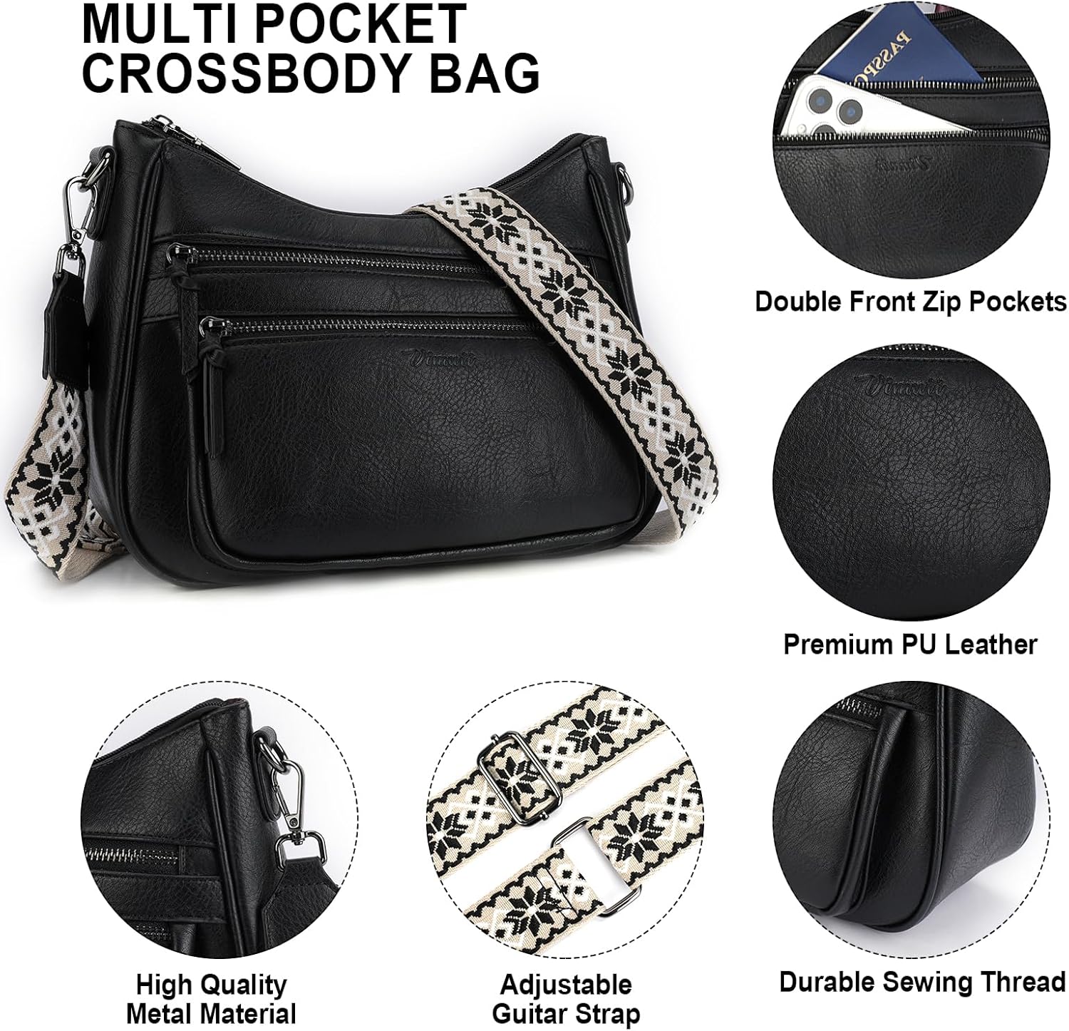 Crossbody Purses for Women Leather Bag Multi Pocket Shoulder Handbag Lightweight Travel Crossbody Purses for Women Leather Bag Multi Pocket Shoulder Handbag Lightweight Travel